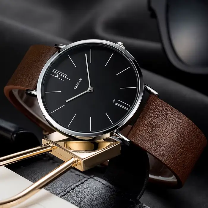 YAZOLE Top marque de luxe hommes montre en cuir Quartz montres