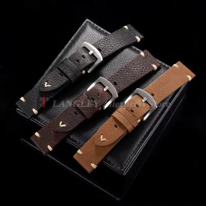 Bracelet de montre en cuir véritable fait à la main