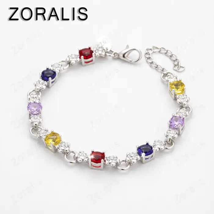 Nouveau bracelet classique de luxe en or 18 carats avec cristaux colorés pour femme, accessoires de 