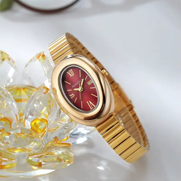 1 montre à quartz ovale élégante, décontractée et luxueuse, à la mode