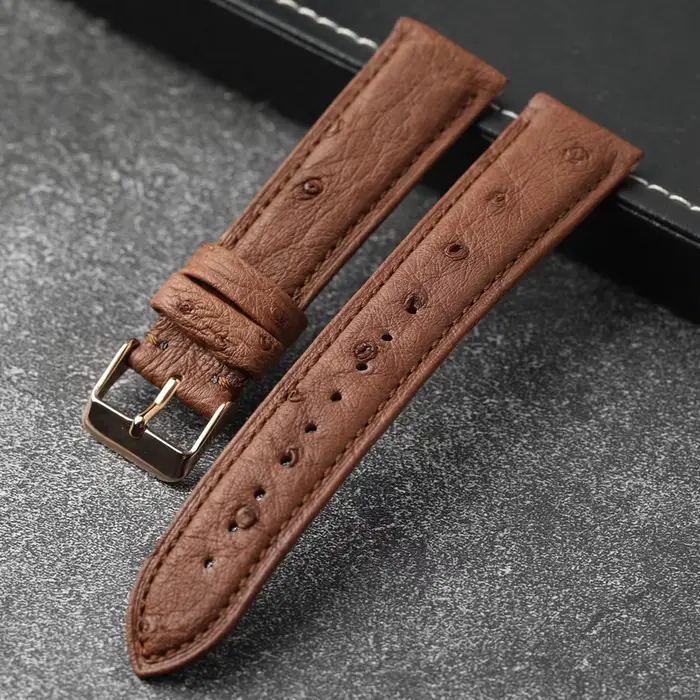 Bracelet de montre en cuir d'autruche sud-africain fait à la main 18 19 20 22 24mm noir beige occasionnels spéciaux polyvalents