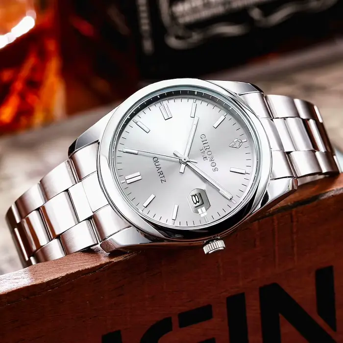 CHRONOS Top marque de luxe homme montre-bracelet étanche lumineux Date hommes montres en acier inoxydable Quartz montre