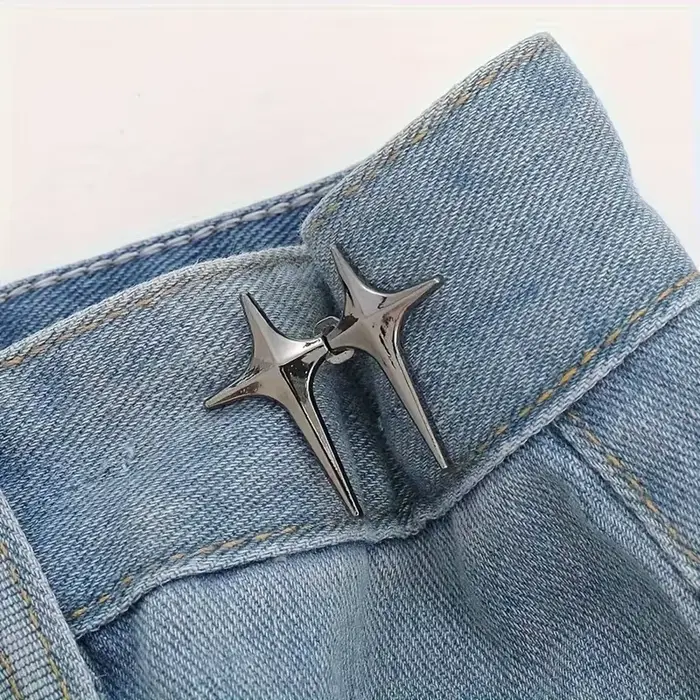 1 paire de boucles de taille, boutons décoratifs en forme d'étoile, sans couture, bouton détachable 