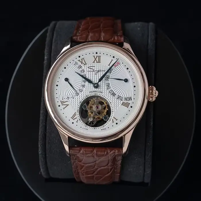 Montres-bracelets pour hommes Sugess Tourbillon, mécaniques à remontage manuel, mouvement original 8