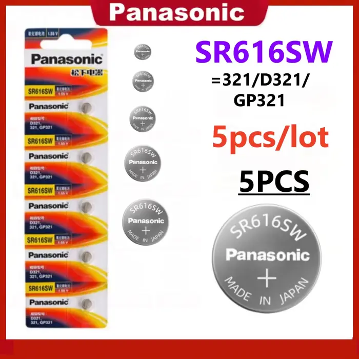 5 piles Panasonic originales SR616SW 321 SR621SW 364 SR626SW 377 pour montre