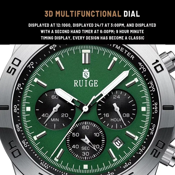 Montre-bracelet multifonctionnelle édition limitée avec bracelet en cuir phosphorescent résistante à l'eau pour hommes occasions spéciales