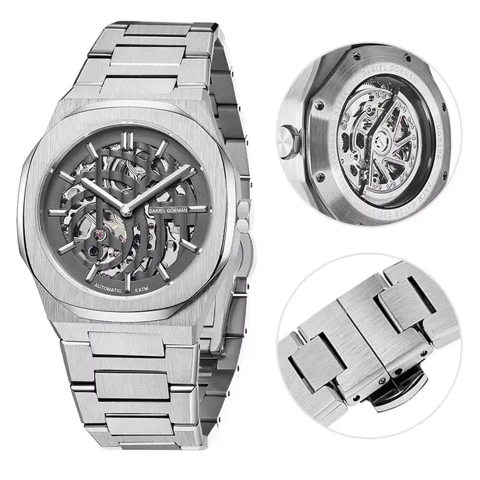 Montre mécanique squelette octogonale DANIEL GORMAN pour homme