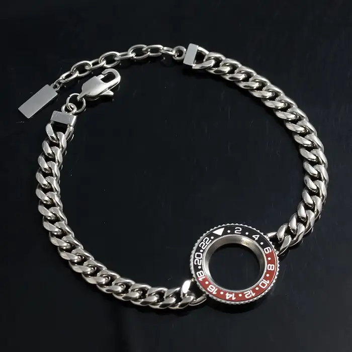 Montre tachymètre lunette GMT bracelet chaîne Cuba acier inoxydable plaqué or plaqué argent plaqué rhodium imitation plaqué platine plaqué rhodium plaqué titane vert foncé pour femmes hommes occasions spéciales