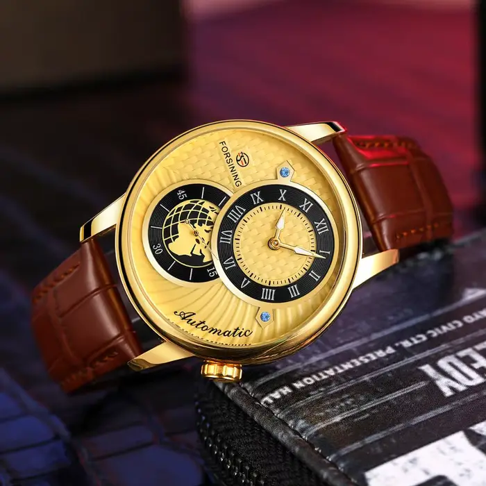 Nouvelle mode Sport course Design or noir hommes montres haut de gamme de luxe mâle automatique mécanique