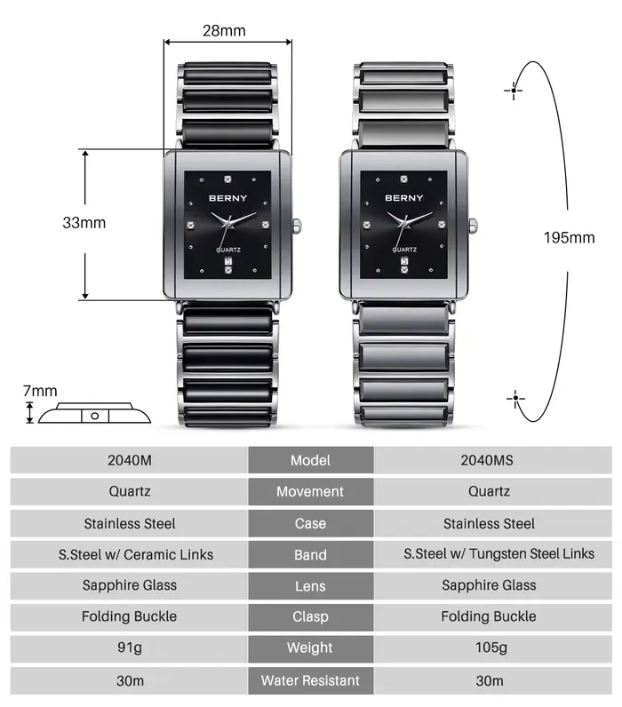 Montres en céramique BERNY pour hommes