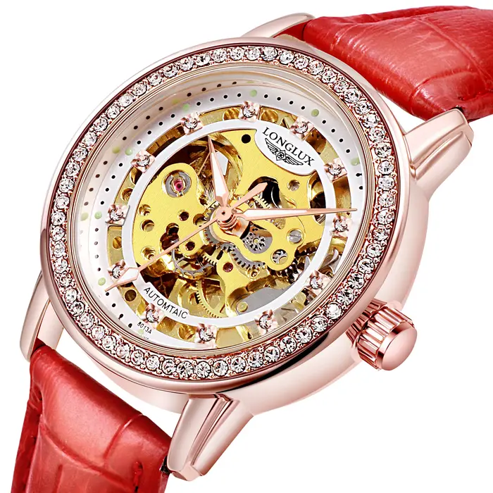 Montre automatique en cuir pour femmes