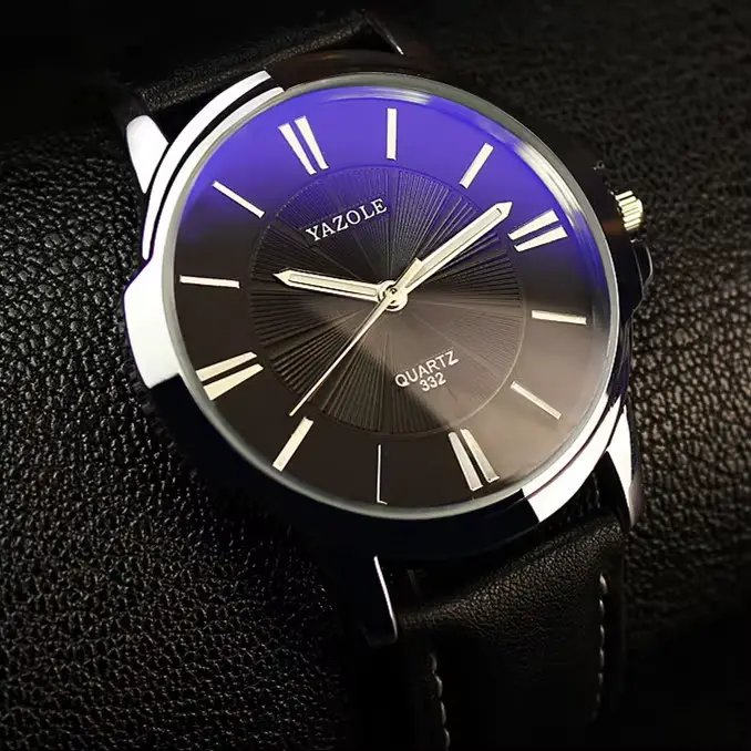 Hot YAZOLE hommes montres haut de gamme de luxe bleu verre montre