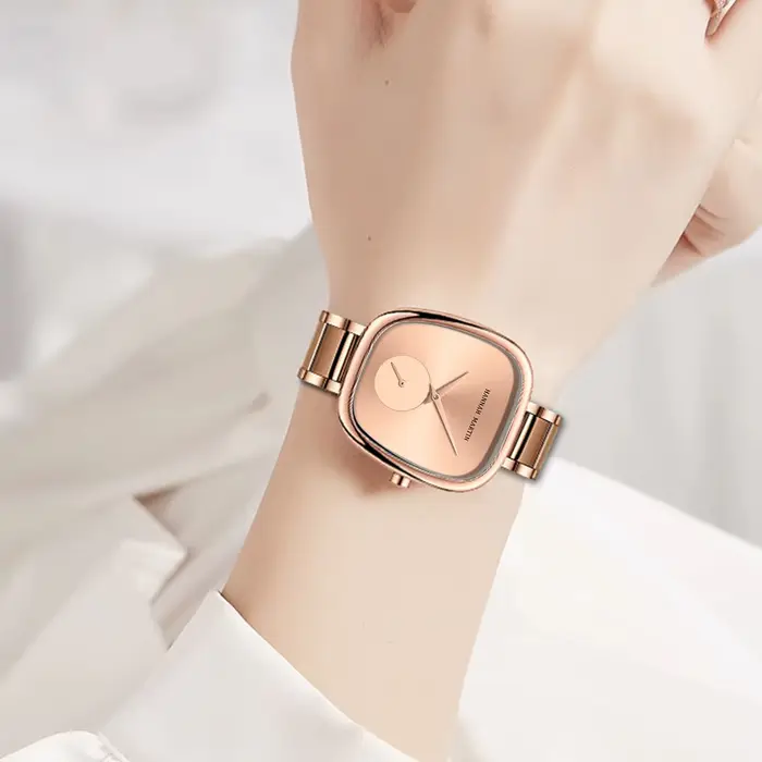 Montre-bracelet à Quartz pour femmes, or rose, baril de vin, style minimaliste, ovale, résistante à l'eau, pour occasions spéciales
