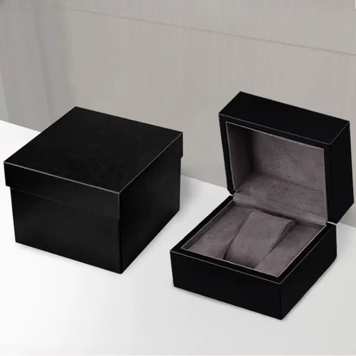 Boîte à montre en bois noir mat de luxe pour homme et femme