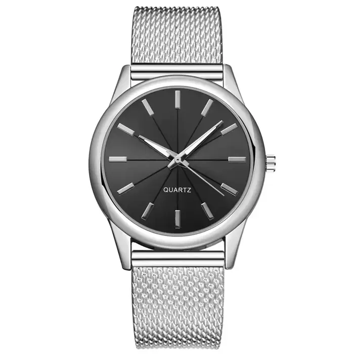 Montre pour femme élégante en argent de luxe, vente chaude, bracelet en maille métallique simple et 