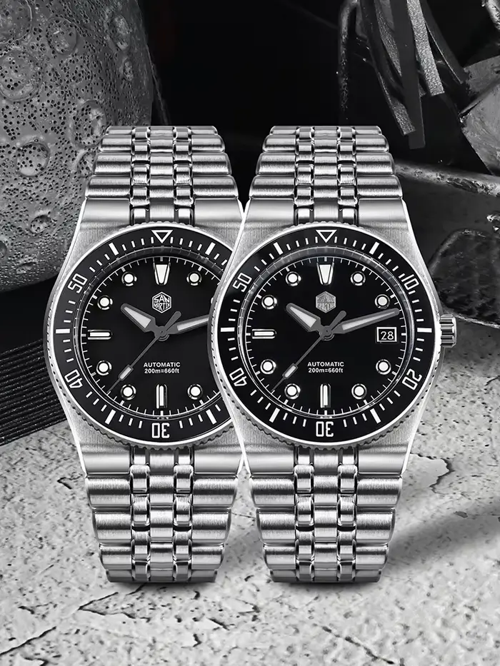 San Martin 40mm Miyota 9015 émail Vortex JianZhan cadran hommes montre plongée mécanique Bracelet intégré BGW-X1 20Bar SN0148GB-1