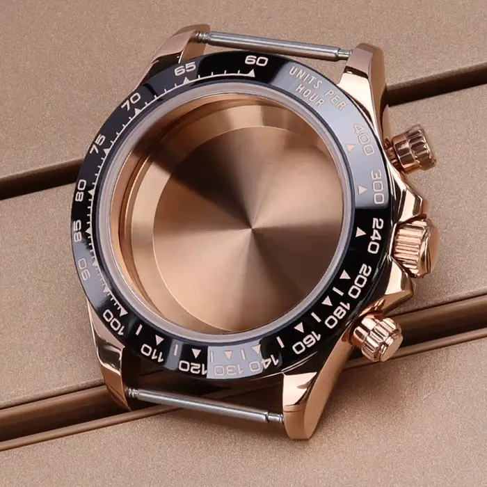 Boîtier de montre en or rose pour femmes, 39MM, verre saphir, compatible Seiko VK63 Movt, acier 316L, étanche, accessoires de haute qualité pour occasions spéciales