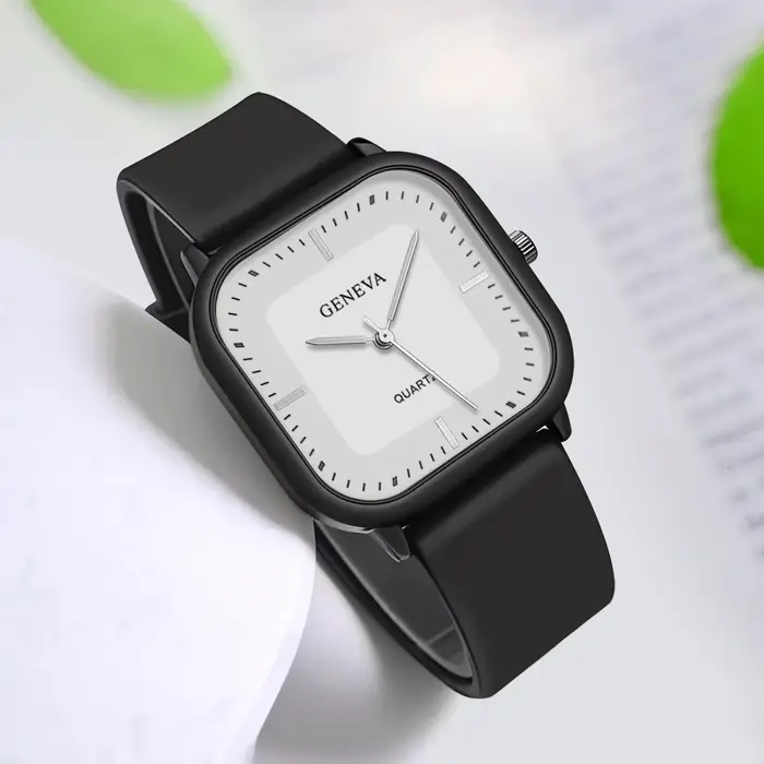 Montre Carrée Minimaliste Unisexe pour Hommes et Femmes 2026 Nouvelle Collection Bracelet en Silicon