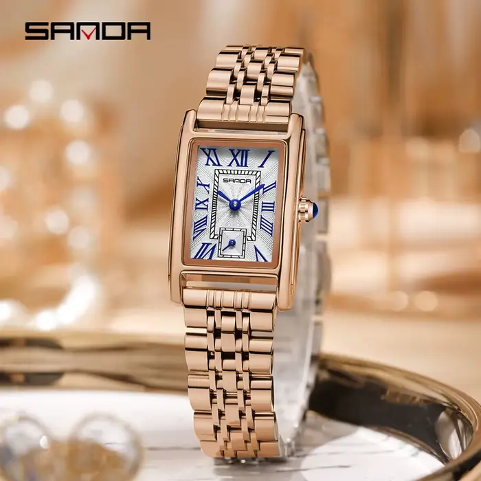 SANDA 1116 nouvelle femme montre Bracelet de luxe mode affaires en cuir acier Quartz montres pour femmes cadeau Relogio Mujeres