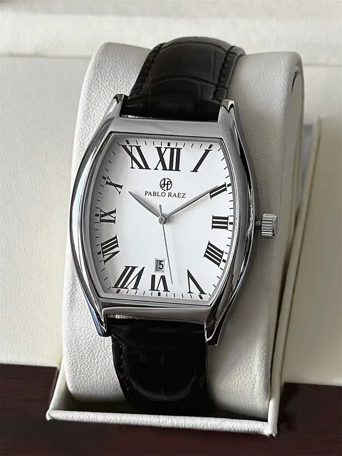 PABLO RAEZ luxe hommes Quartz montre en cuir barils forme étanche Date haut marque montre-bracelet h