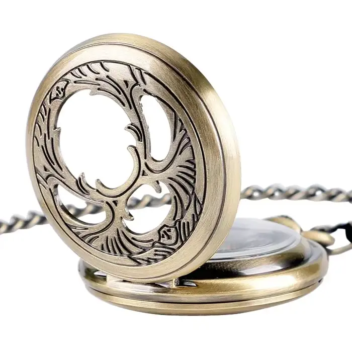 Montre de poche mécanique classique en Bronze pour hommes et femmes