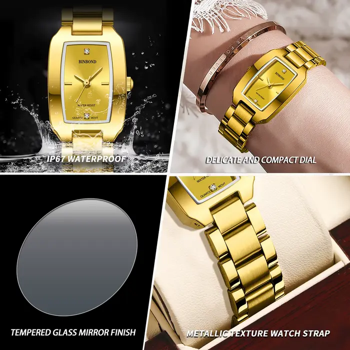 Montres-bracelets en quartz élégantes et durables de luxe BINBOND pour femmes