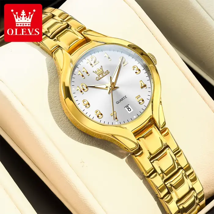 OLEVS 3650 Montre-bracelet à quartz de luxe pour femme, marque originale, bracelet en acier lumineux