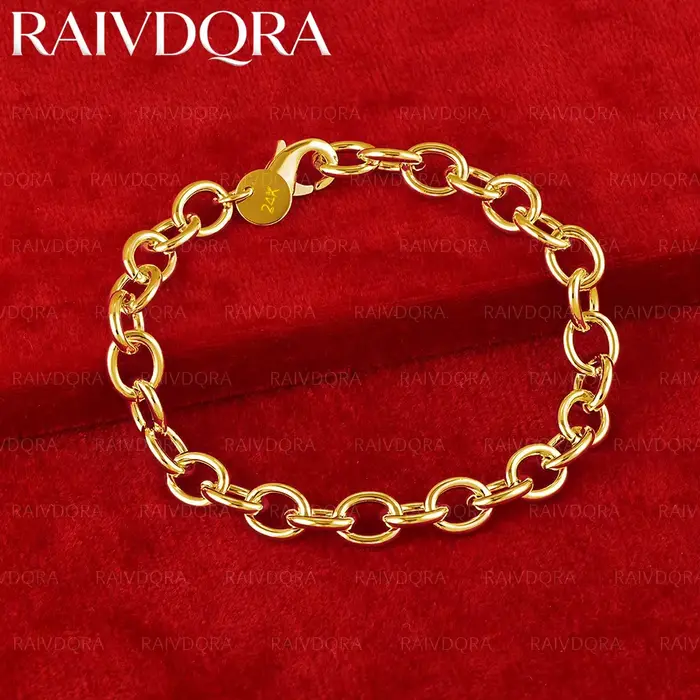 Bracelet chaîne plaqué or 18 carats pour hommes et femmes