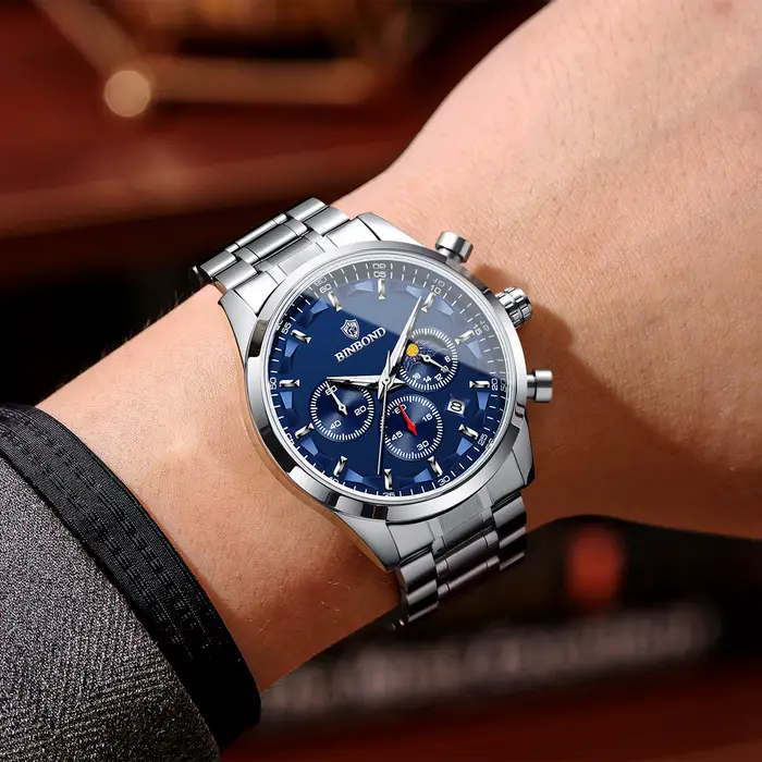 Montre-bracelet à quartz de luxe BINBOND pour homme