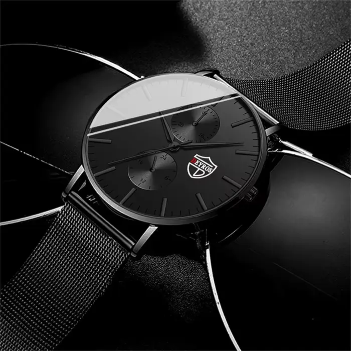 Montre-bracelet DEYROS ultra fine en acier inoxydable pour hommes style fashion et casual occasions spéciales affaires détentes