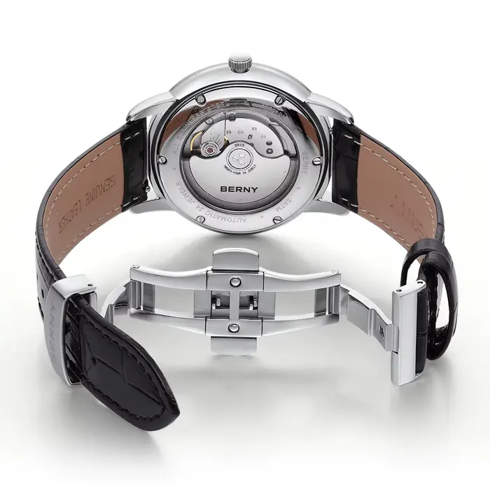 Montre automatique BERNY AM012M élégante avec Miyota 9015 pour hommes occasions spéciales minimaliste résistante à l'eau