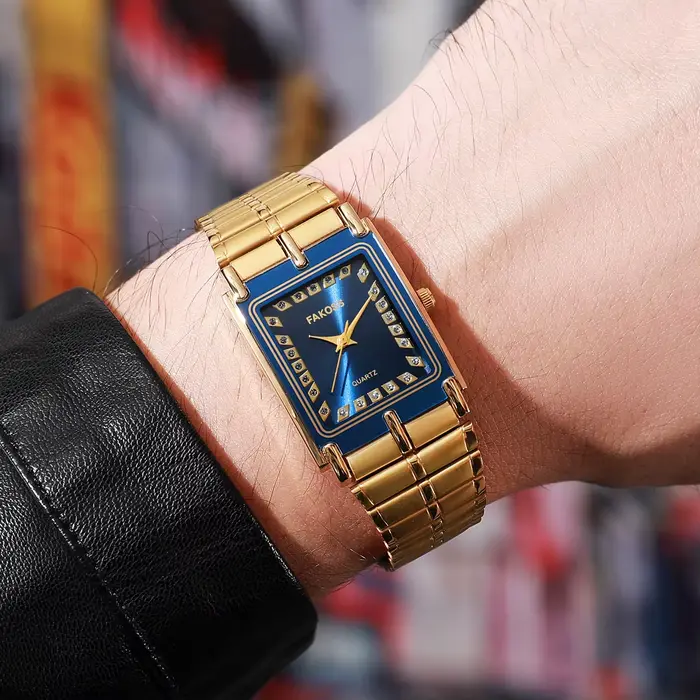 Montre de luxe en or homme horloge masculine étanche acier inoxydable carrée à quartz nouvelle collection occasions spéciales
