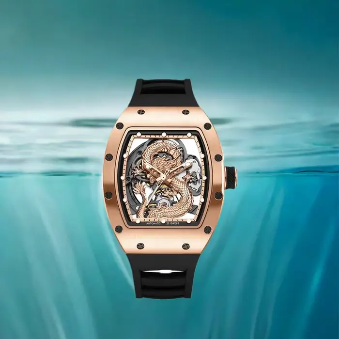 Montre mécanique automatique homme édition limitée cadran Dragon lumineux logo personnalisé pour affaires et décontracté