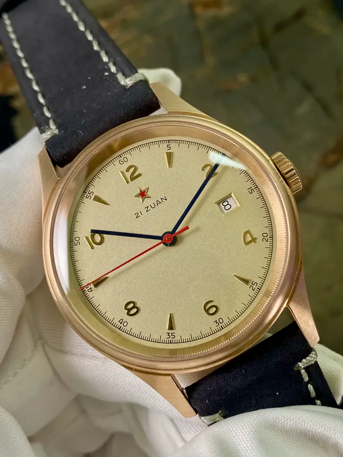 Montre pilote vintage en bronze, mouvement Seagull 2824, boîtier de 40 mm, verre saphir, affichage d