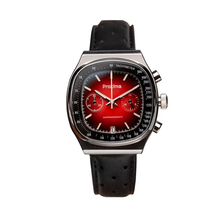 Proxima PX1734-Montre-bracelet à Quartz pour Homme, Chronographe Rétro, Verre Saphir, Cadran Émail, 