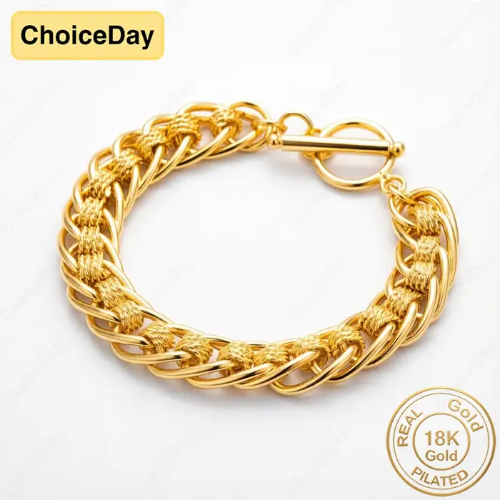 Bracelet en or plaqué 18 carats avec boucle tissée exquise pour hommes et femmes, accessoires de fêt