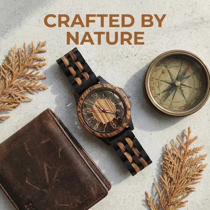 Montre en bois pour homme à grand cadran