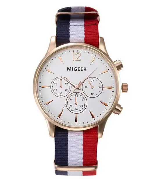 MIGEER-Montres à quartz pour hommes, montres-bracelets à bande en tissu, mode décontractée