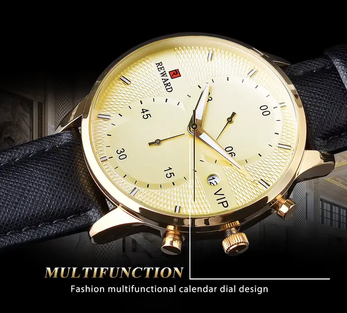 Récompense Montres en or pour hommes, mouvement à quartz