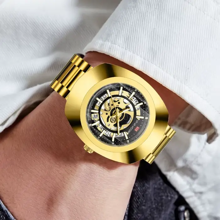 Montre VA VA VOOM 2514 en acier inoxydable avec calendrier complet et résistance à l'eau pour hommes occasions spéciales
