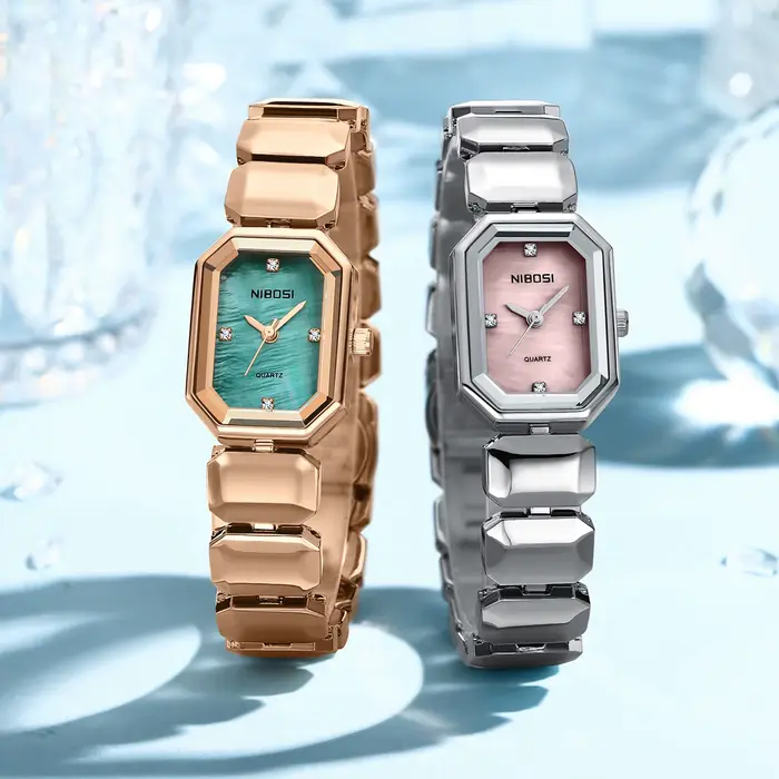 Montre NIBOSI en acier inoxydable simple et élégante pour femmes occasions spéciales romantique cadeau quartz robuste