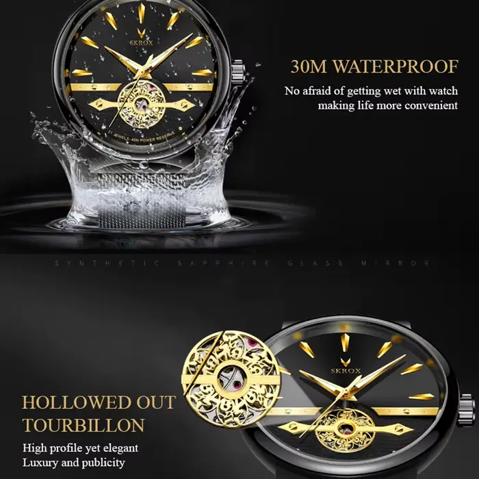 Montre homme mécanique automatique de luxe élégante SKROX originale 2026