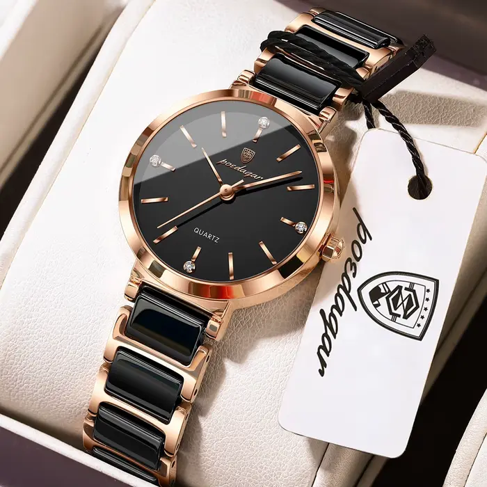POEDAGAR Montre Femme Originale de Luxe Étanche en Acier Inoxydable Montre-Bracelet pour Dames Mode 