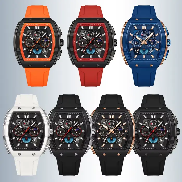 OFNS mode montres à Quartz pour homme lumineux étanche chronographe calendrier bracelet en Silicone en plein air de luxe sport hommes montre