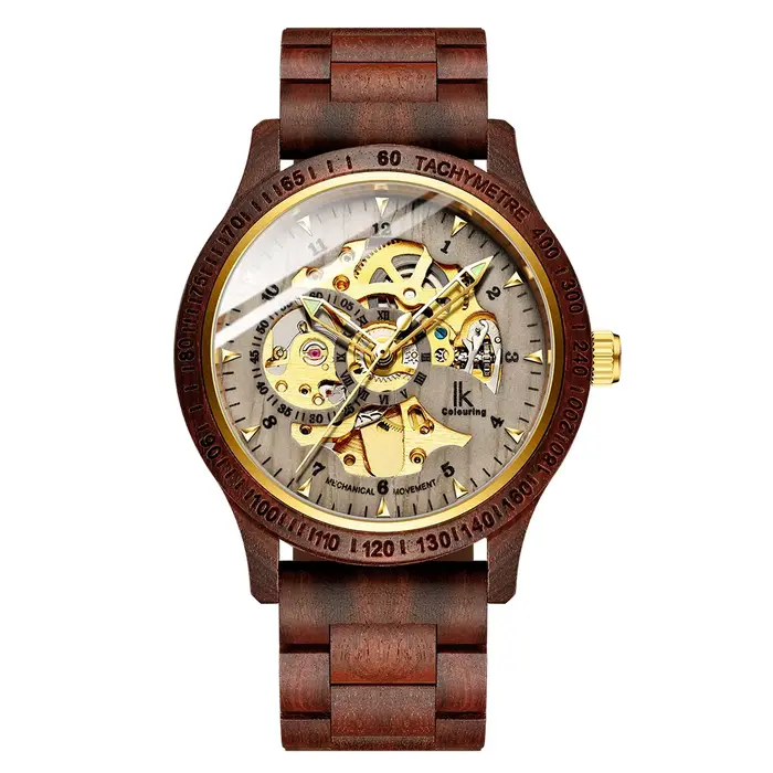 Montre mécanique automatique en bois pour homme