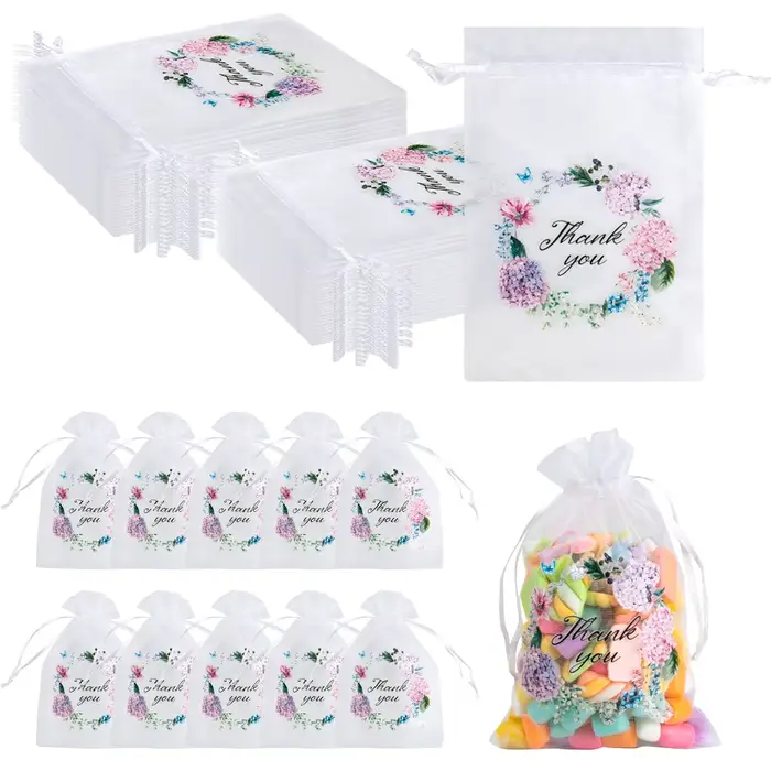 Sacs en Organza avec Lettres de Remerciement