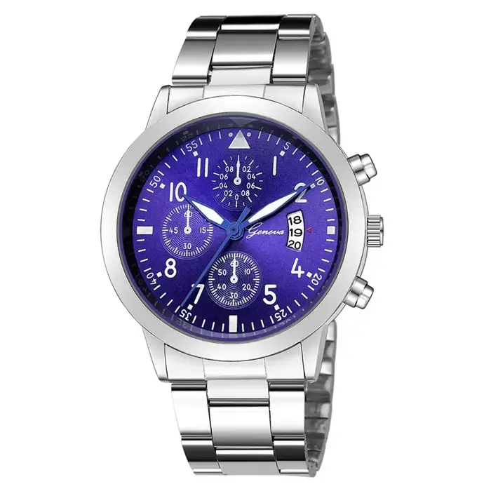 Genève-Montre à quartz en acier inoxydable pour homme