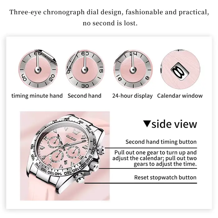 Montre à Quartz OLEVS 5618 Style Fashions Et Casual Résistante À L'Eau Avec Fonction Chronographe Lumineux Pour Femmes Occasions Spéciales