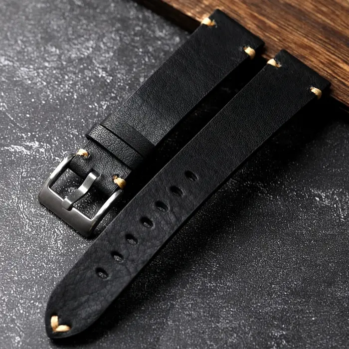 Bracelet de montre vintage en cuir véritable fait main 18 20 22MM