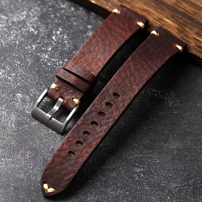 Bracelet de montre en cuir de vache de première couche vintage pour homme largeur 18 19 20 22 24mm occassions spéciales robuste et élégant
